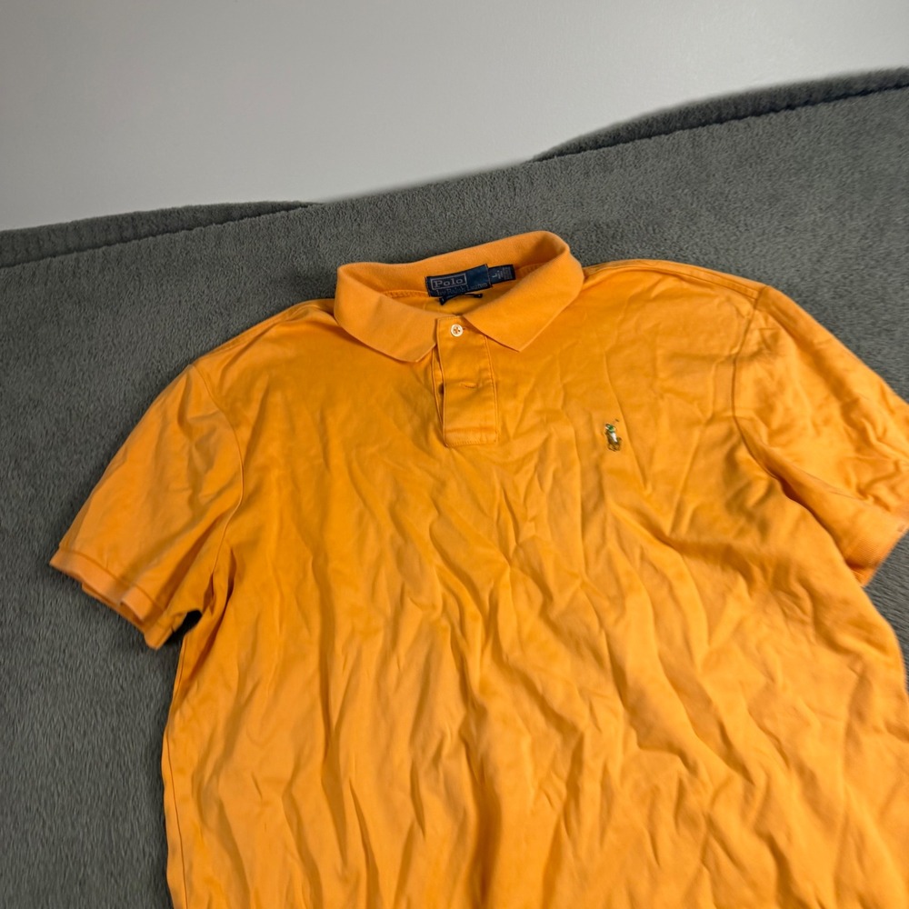 Polo Ralph Lauren Mens Large Orange Pima Interlock Short Sleeve Polo Shirt